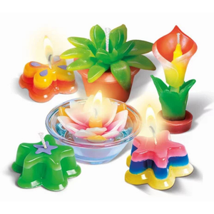 Bougies personnalisées colorées réalisées avec le coffret créatif Ma fabrique à bougies