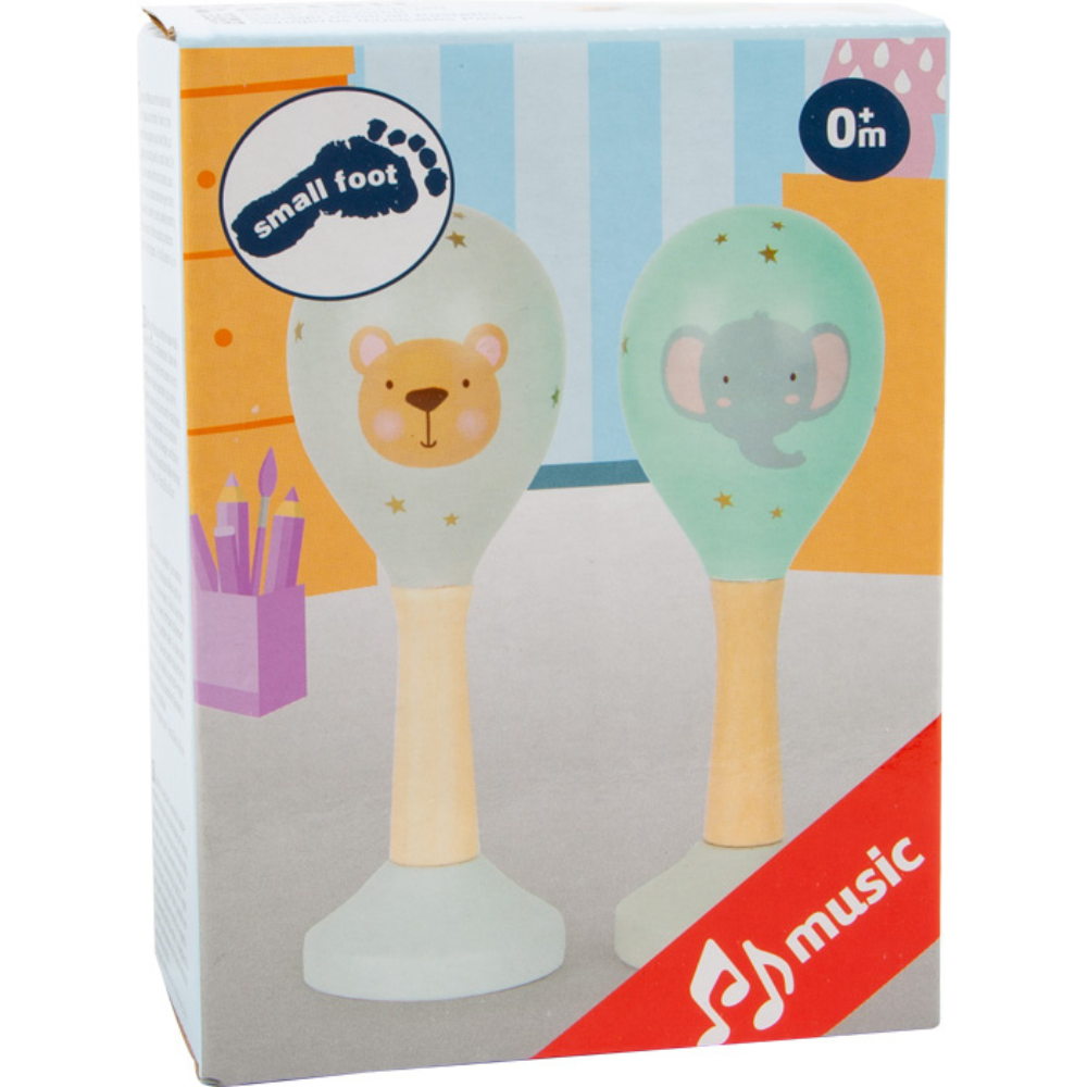 Maracas Pastel en Bois Small Foot - Éveil Musical pour Enfant dès 1 An