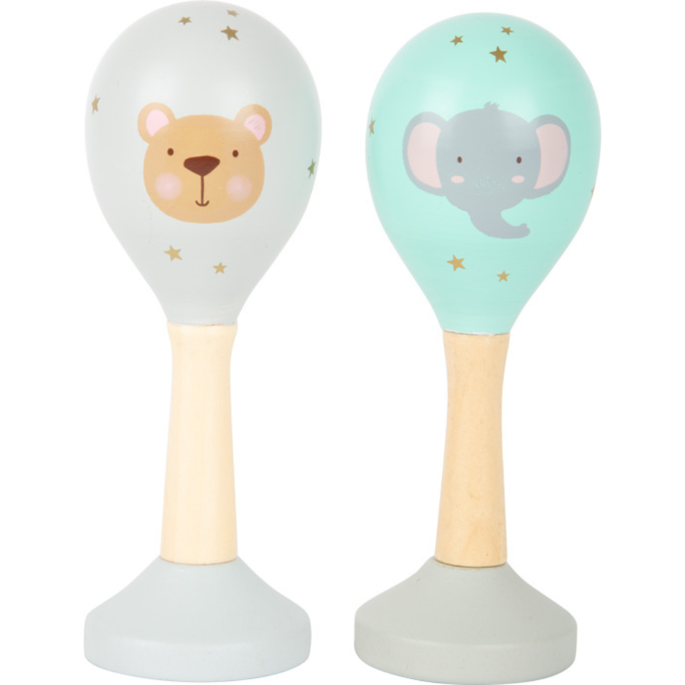 Paire de maracas pastel en bois pour éveil musical enfant 1 an
