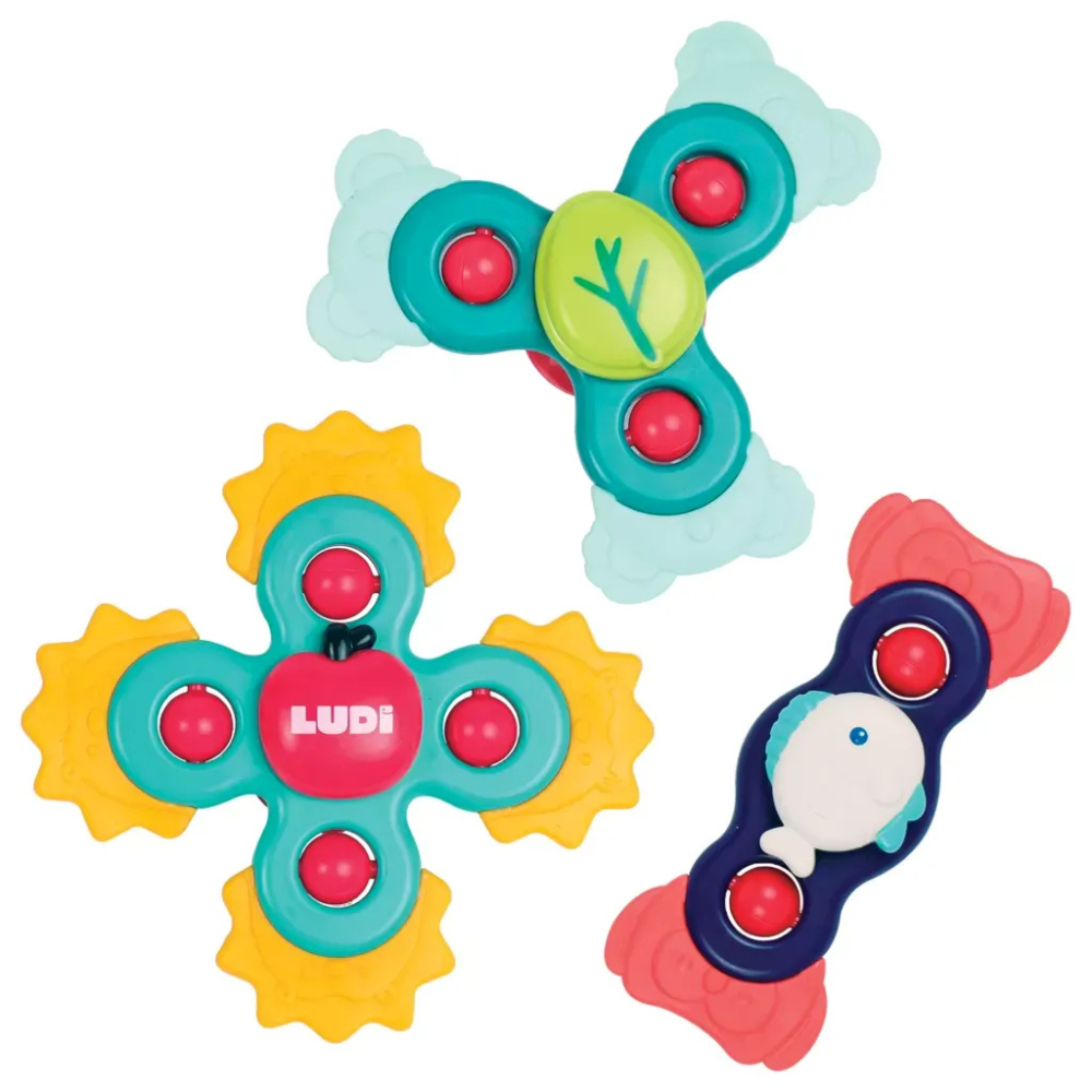 Baby Spinners LUDI - Trio de Toupies Ventousées Éveil Sensoriel