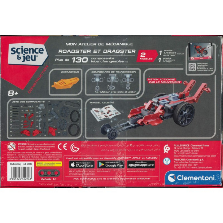 Enfant construisant le roadster du kit Mon Atelier De Mécanique