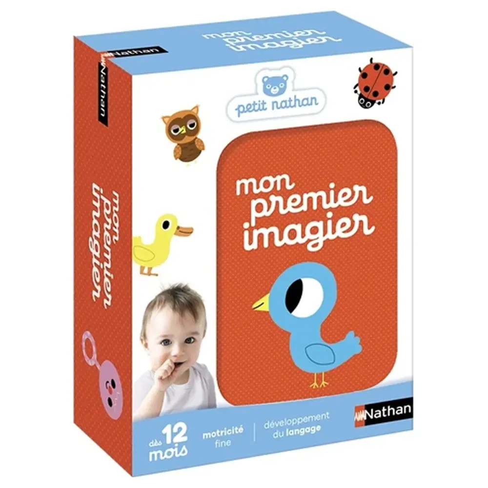 Mon premier imagier Nathan pour bébé 12 mois style Montessori avec anneau de transport