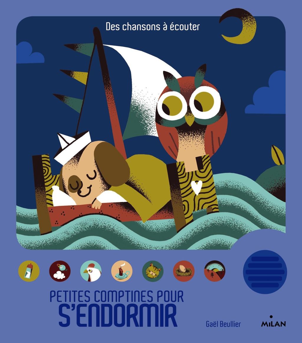 Livre sonore Petites comptines pour s'endormir avec boîtier 7 boutons
