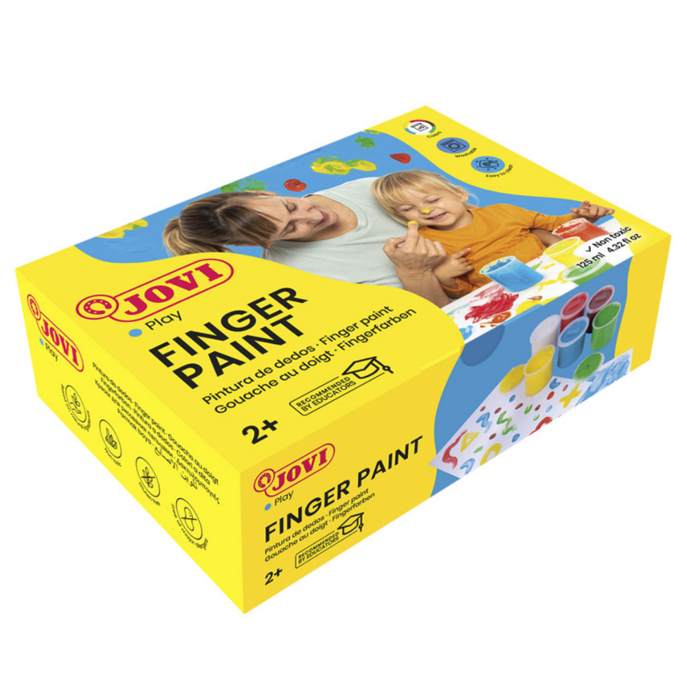 Peinture à Doigts 6 Pots 125ml pour Enfants 2+ - Créativité & Lavable Naturelle