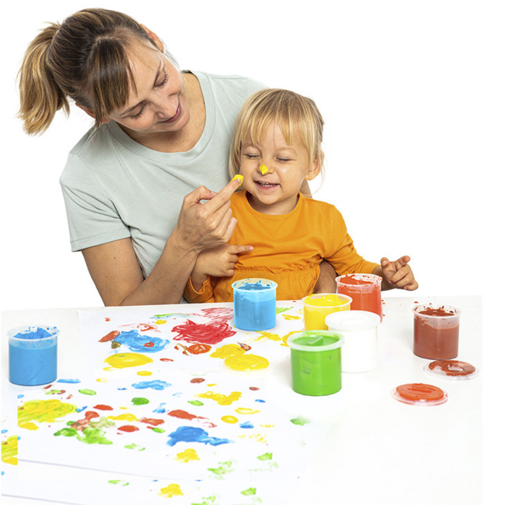 Peinture à Doigts 6 Pots 125ml pour Enfants 2+ - Créativité & Lavable Naturelle