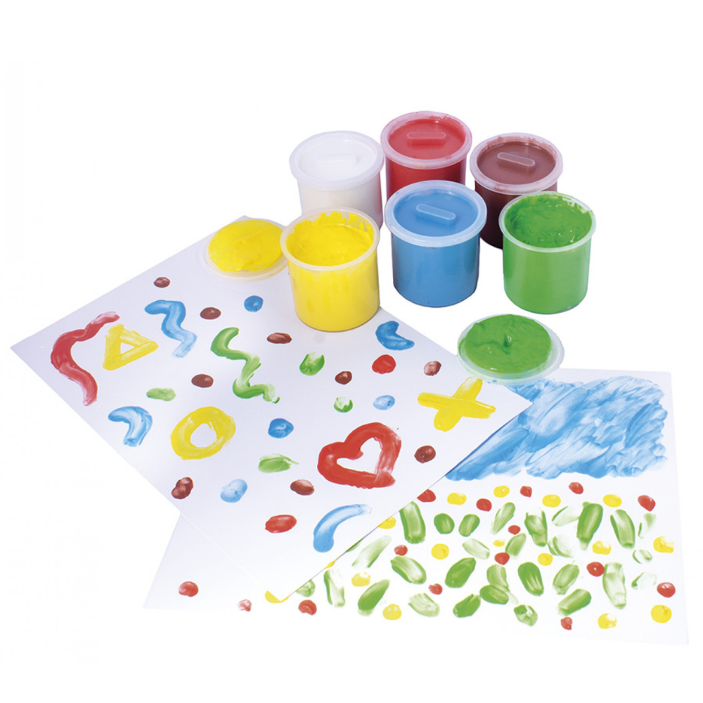 Peinture à Doigts 6 Pots 125ml pour Enfants 2+ - Créativité & Lavable Naturelle