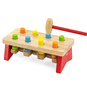 Jeu de martelage en bois Viga Toys avec marteau et 6 chevilles colorées pour enfant 18 mois
