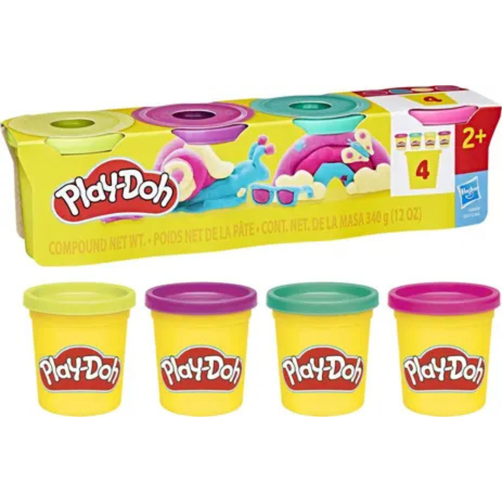 Pack de 4 pots de pâte à modeler Play-Doh colorée