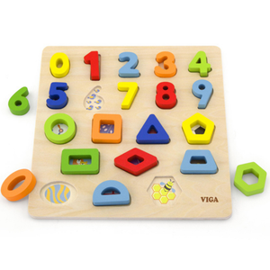 Puzzle en bois Montessori chiffres et formes géométriques pour éveil mathématique