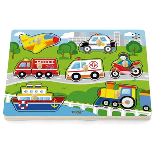 Puzzle sonore en bois thématique véhicules pour enfant 18 mois