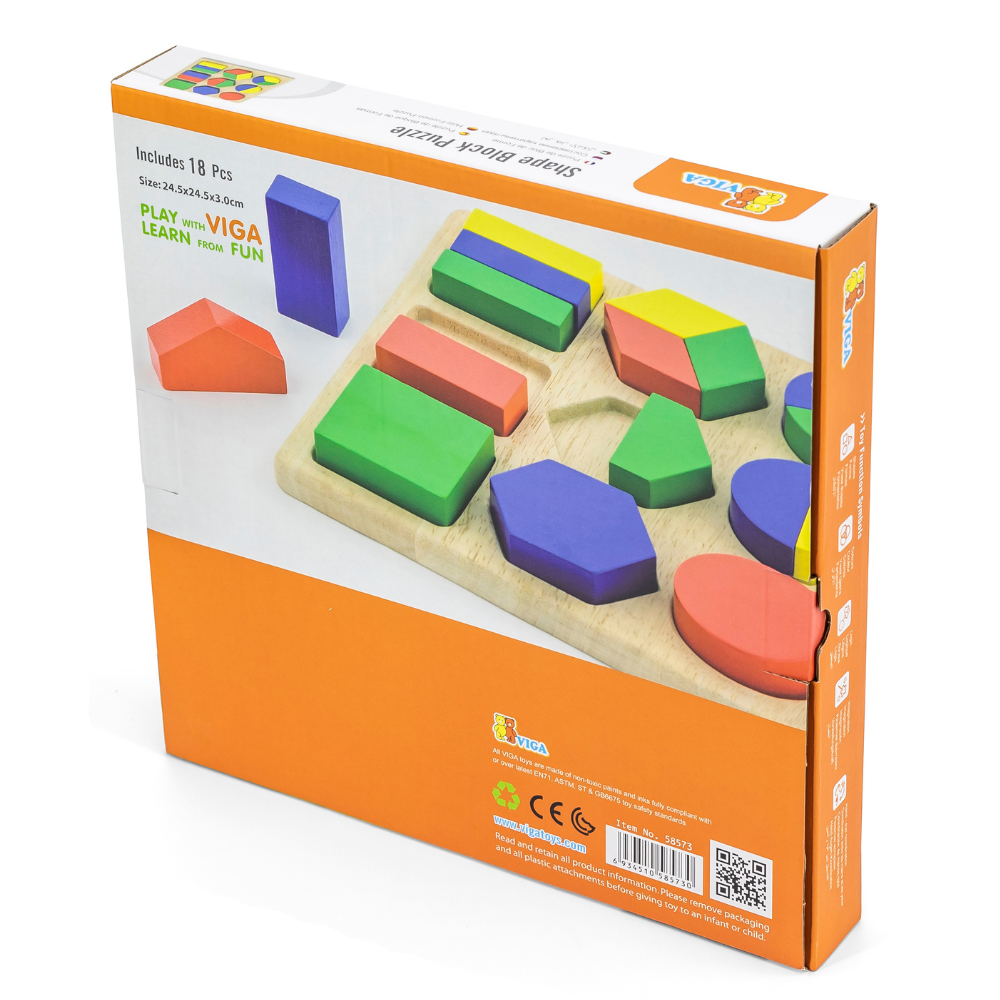 Puzzle d'Encastrement Montessori en Bois - Formes et Couleurs