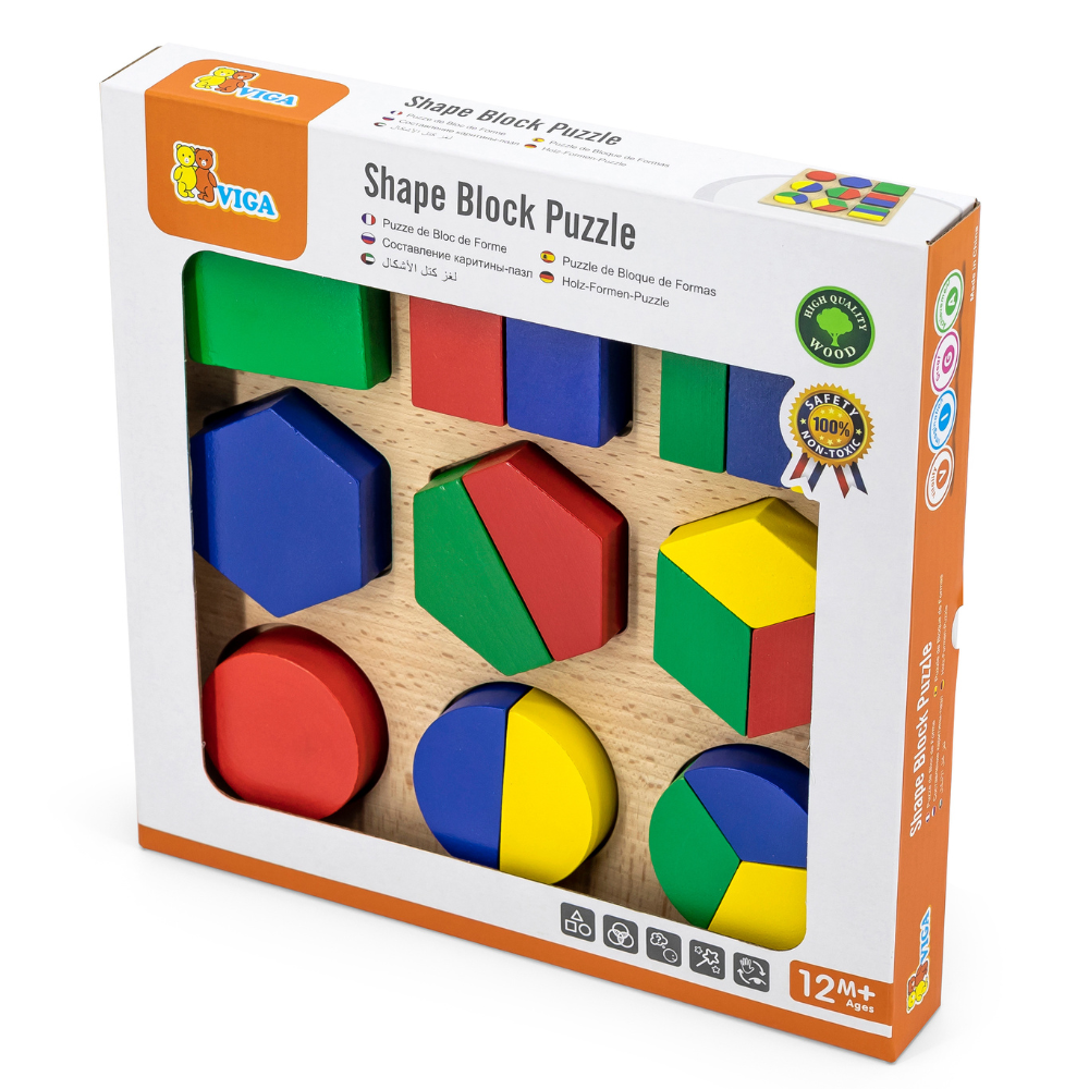 Puzzle d'Encastrement Montessori en Bois - Formes et Couleurs
