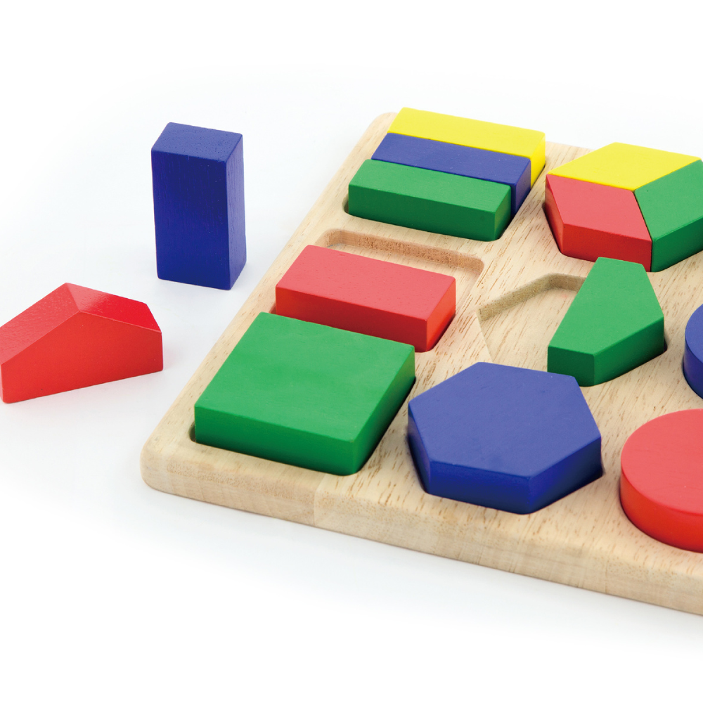 Puzzle d'Encastrement Montessori en Bois - Formes et Couleurs