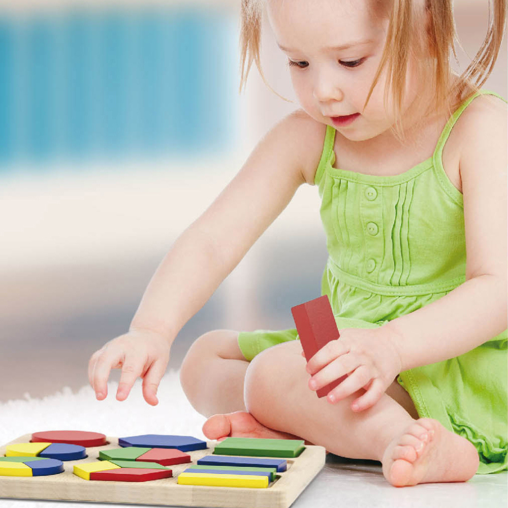 Puzzle d'Encastrement Montessori en Bois - Formes et Couleurs