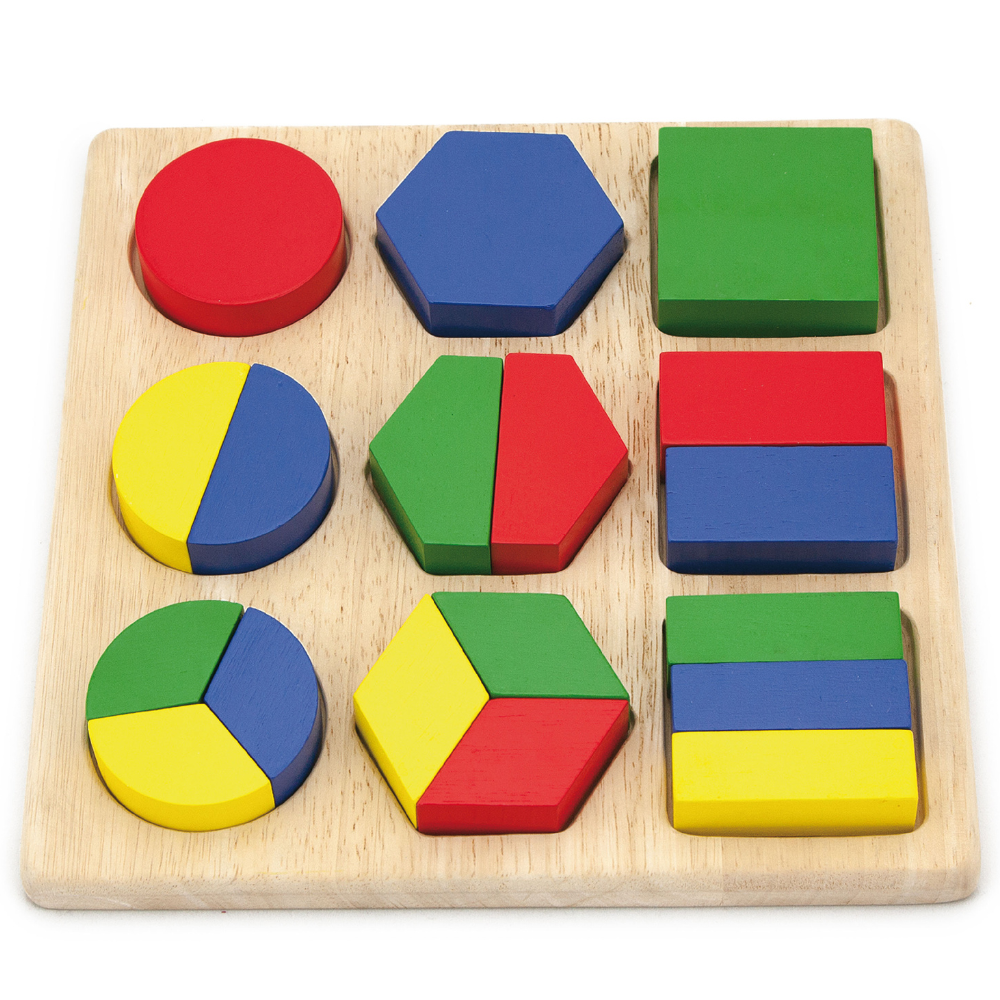 Puzzle encastrement Montessori en bois avec formes géométriques colorées