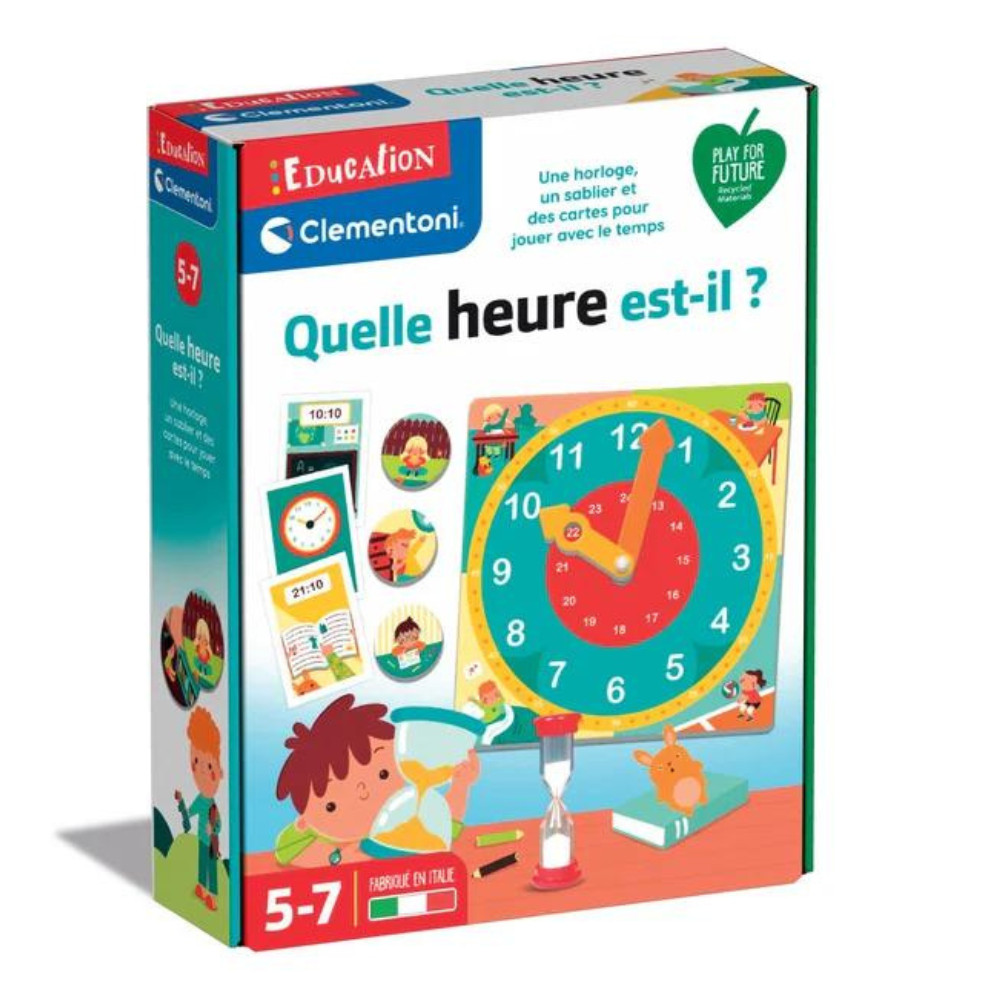 Jeu éducatif Quelle heure est-il ? cartes analogique et digitale avec code couleur