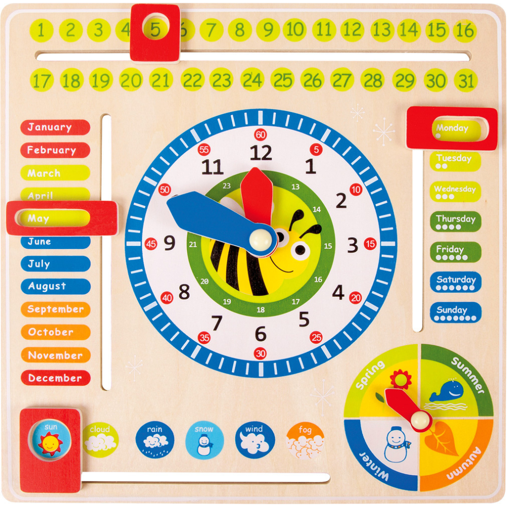 Tableau éducatif date heure saisons en anglais pour enfants 5 ans - SmartBebe