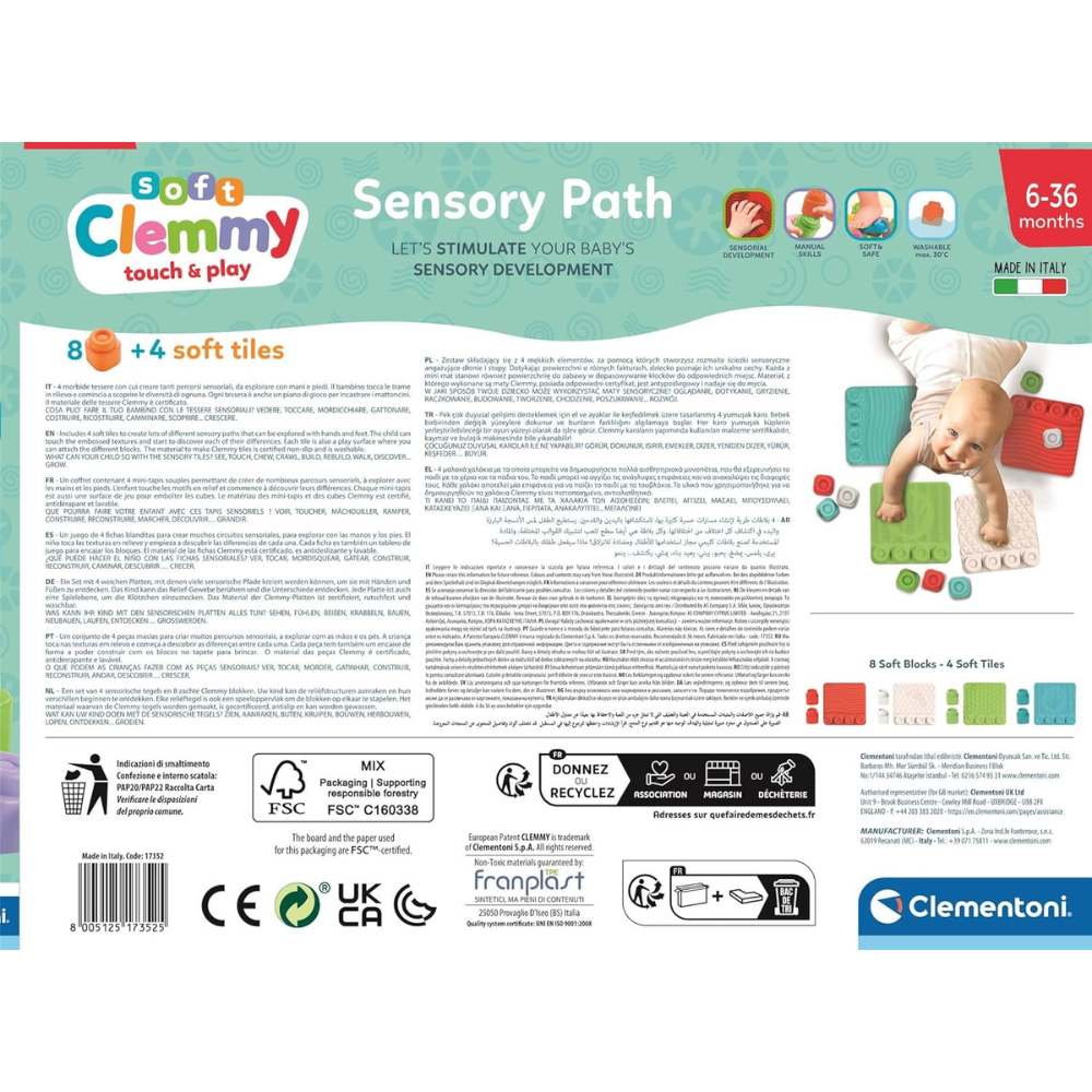 Tapis Sensoriels Clemmy Clementoni - Éveil Tactile Bébé 6 Mois+