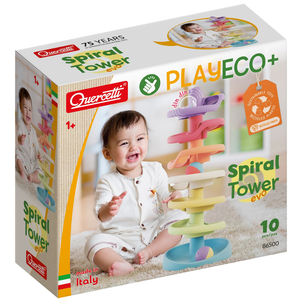 Tour spirale infernale Quercetti Playeco+ en bioplastique avec balles hochets