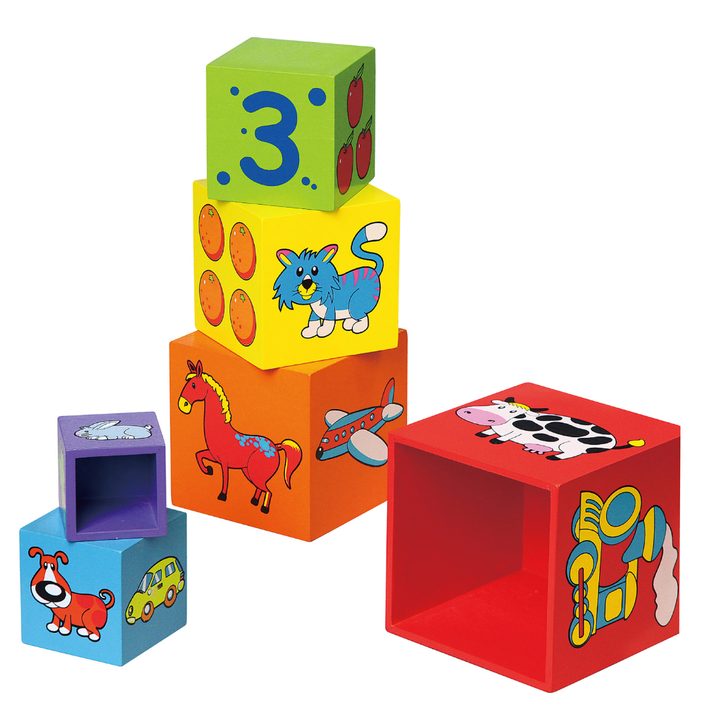 Tour bois emboîtable 7 pièces – Motricité fine & créativité