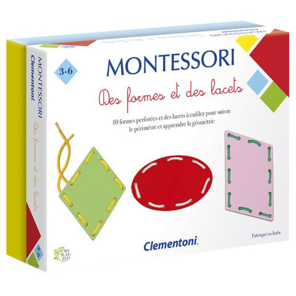 Jeu Montessori Formes Géométriques avec Lacets Colorés pour Enfants 3+