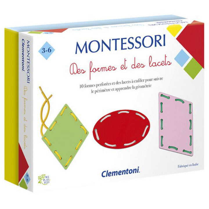 Jeu Montessori Formes Géométriques avec Lacets Colorés pour Enfants 3+
