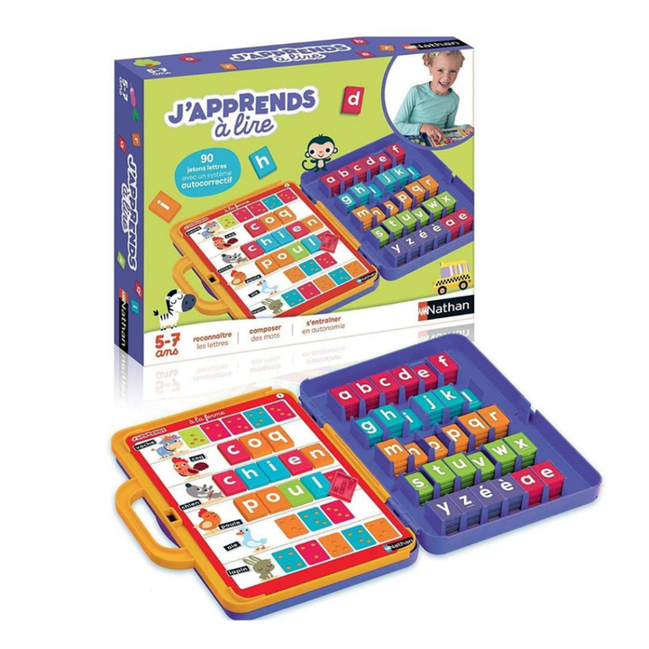 Jeu éducatif J'apprends à lire avec jetons lettres et mallette pour enfants dès 5 ans