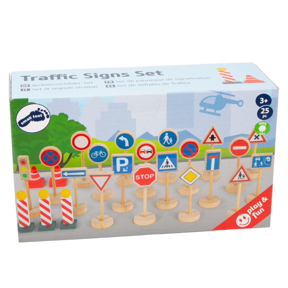 Set Éducatif 25 Panneaux de Signalisation en Bois - Sécurité Routière