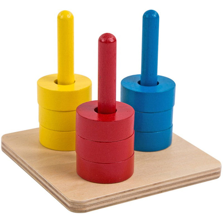 Disques Colorés Montessori sur Tiges en Bois - Jouet Éducatif pour Enfants 0-3 Ans