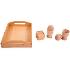 Ensemble complet d'objets 3D en bois pour bébé : coquetiers, œuf, boule, boîte, cube