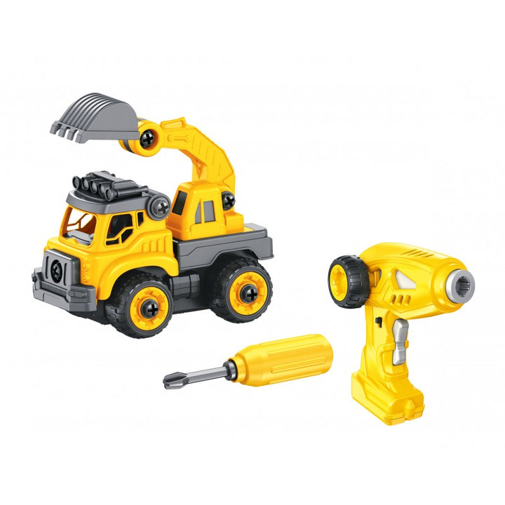 Camion de chantier assemblé affichant les différents modèles possibles