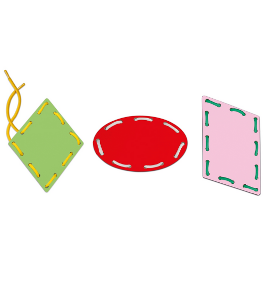 Set Activité éducative Montessori : Lacets et Formes en Bois