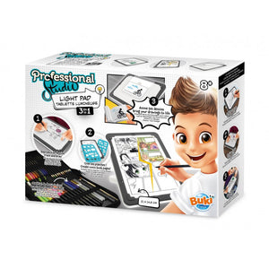 Tablette lumineuse Professional Studio Dessin allumée avec un dessin en cours