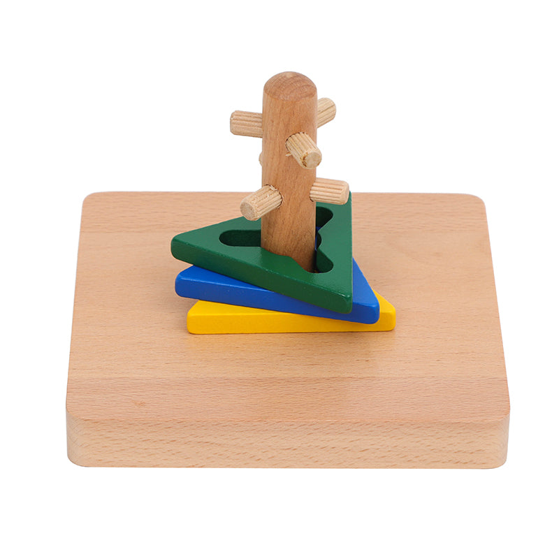 Tige d'encastrement Montessori en bois avec triangles à faire pivoter pour bébé