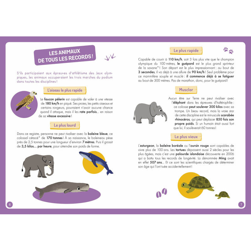 Page intérieure du livre documentaire sur les animaux