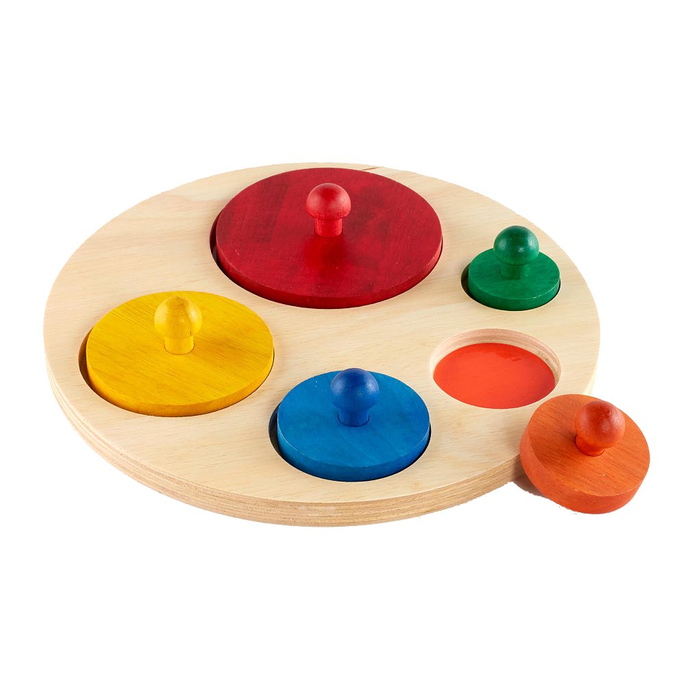 Puzzle en bois Babycolor avec 5 cercles de différentes tailles pour bébés