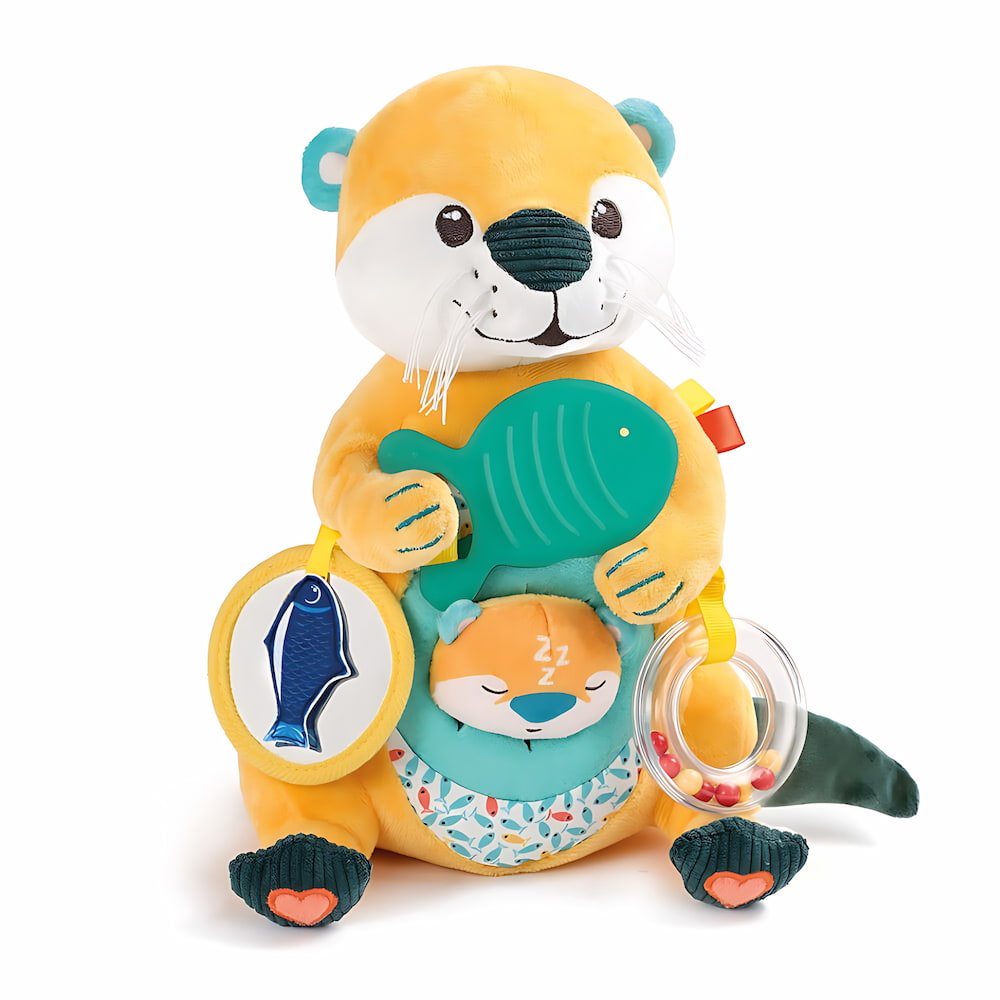 Peluche Maman Loutre LUDI - Jouet d'Éveil Sensoriel et Motricité