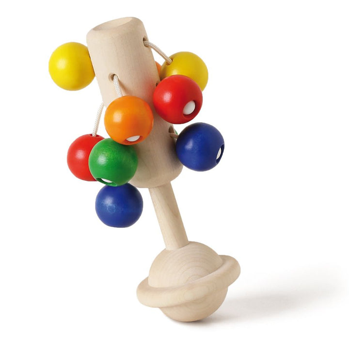 Hochet carrousel arc-en-ciel en bois pour éveil sensoriel bébé Montessori