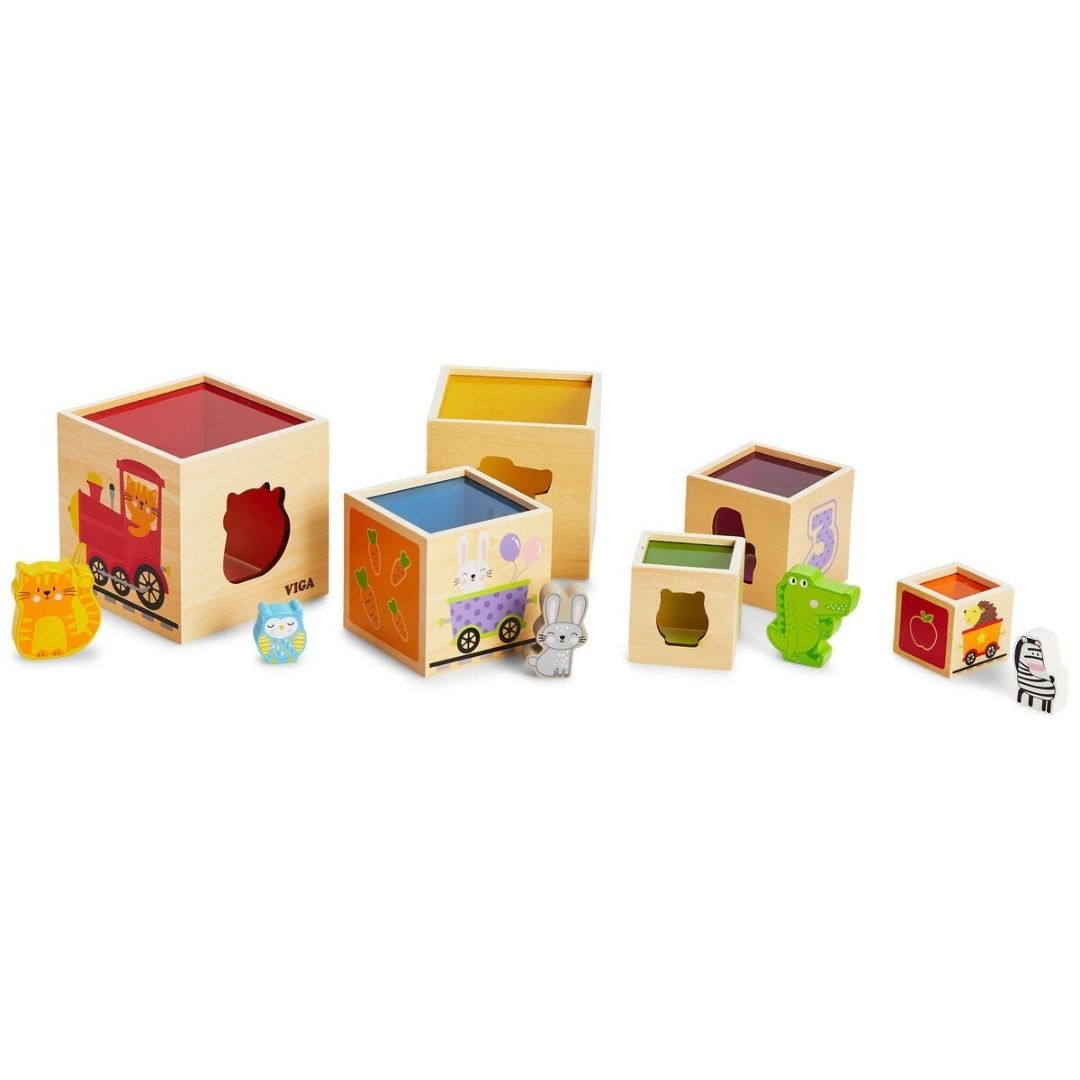 Tour à Empiler Montessori 6 Cubes Éducatifs - Viga Toys
