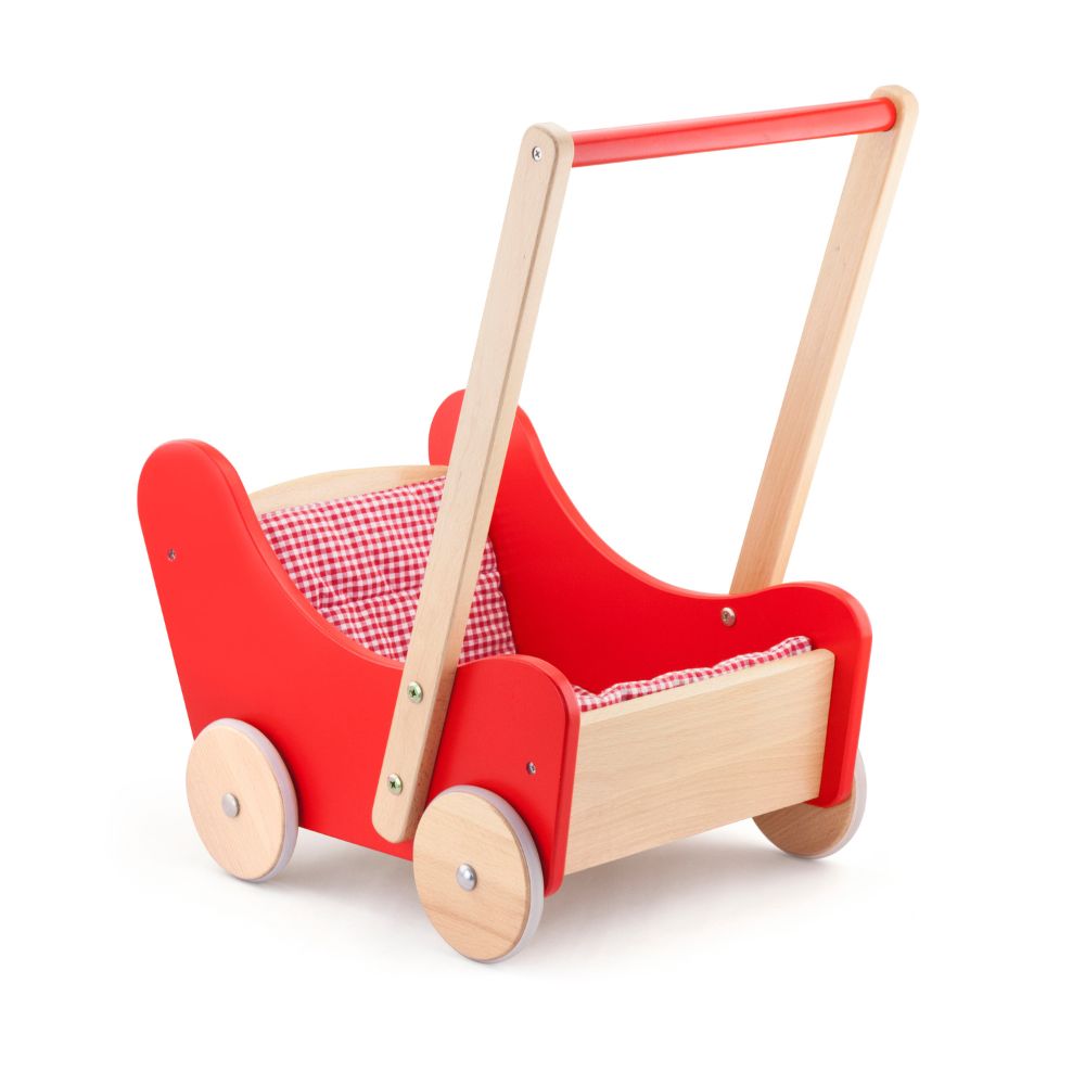 Poussette pour poupée en bois de hêtre et trotteur Montessori pour enfant