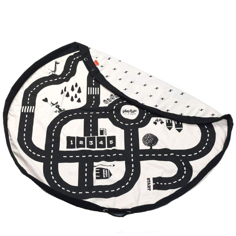 Sac de Rangement Jouets 2-en-1 et Tapis de Jeu Circuit Route - 140cm