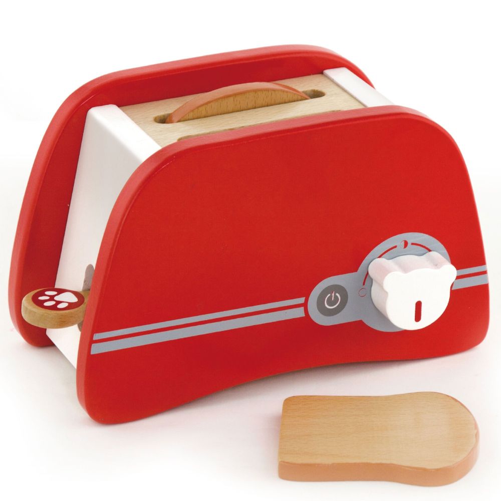Grille-pain en bois pour enfant avec tranches de pain et minuterie
