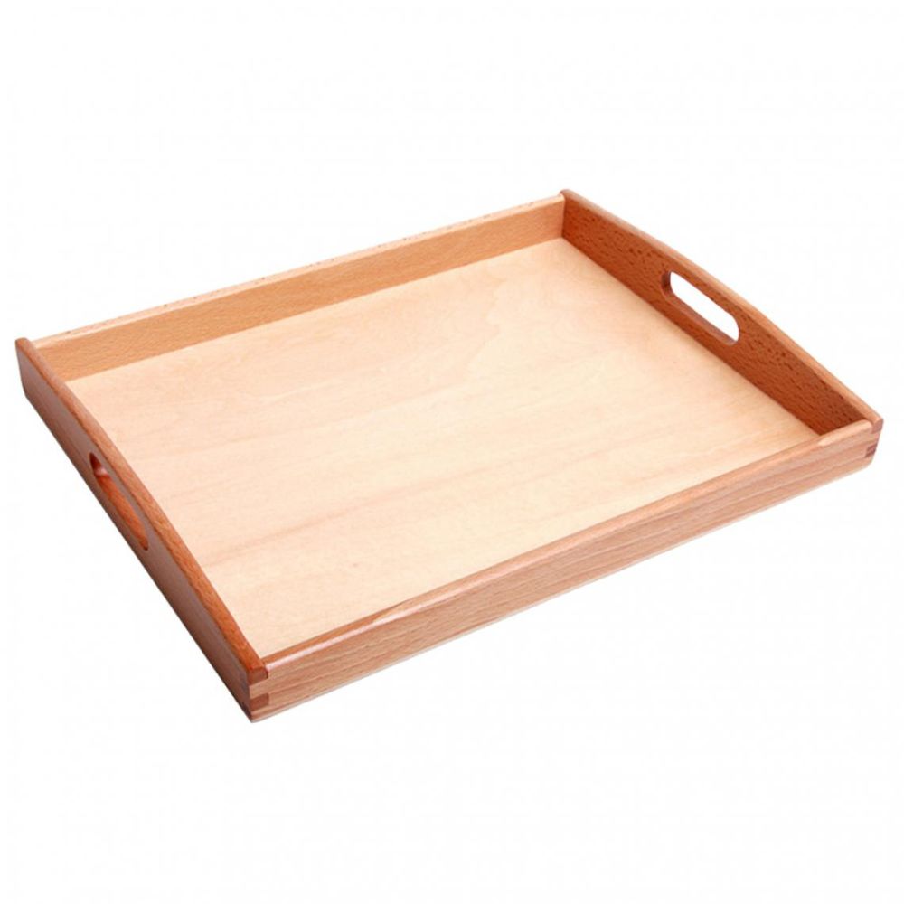 Petit plateau en bois naturel pour activités Montessori