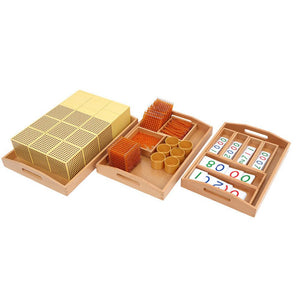Ensemble Matériel Montessori Perles Dorées pour Apprendre les Mathématiques