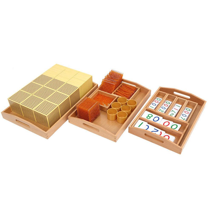 Ensemble Matériel Montessori Perles Dorées pour Apprendre les Mathématiques