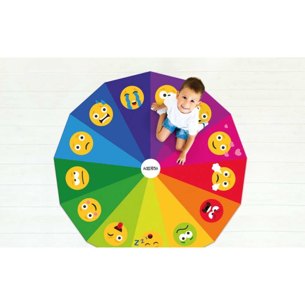 Enfants utilisant le tapis des émotions pour une activité de groupe