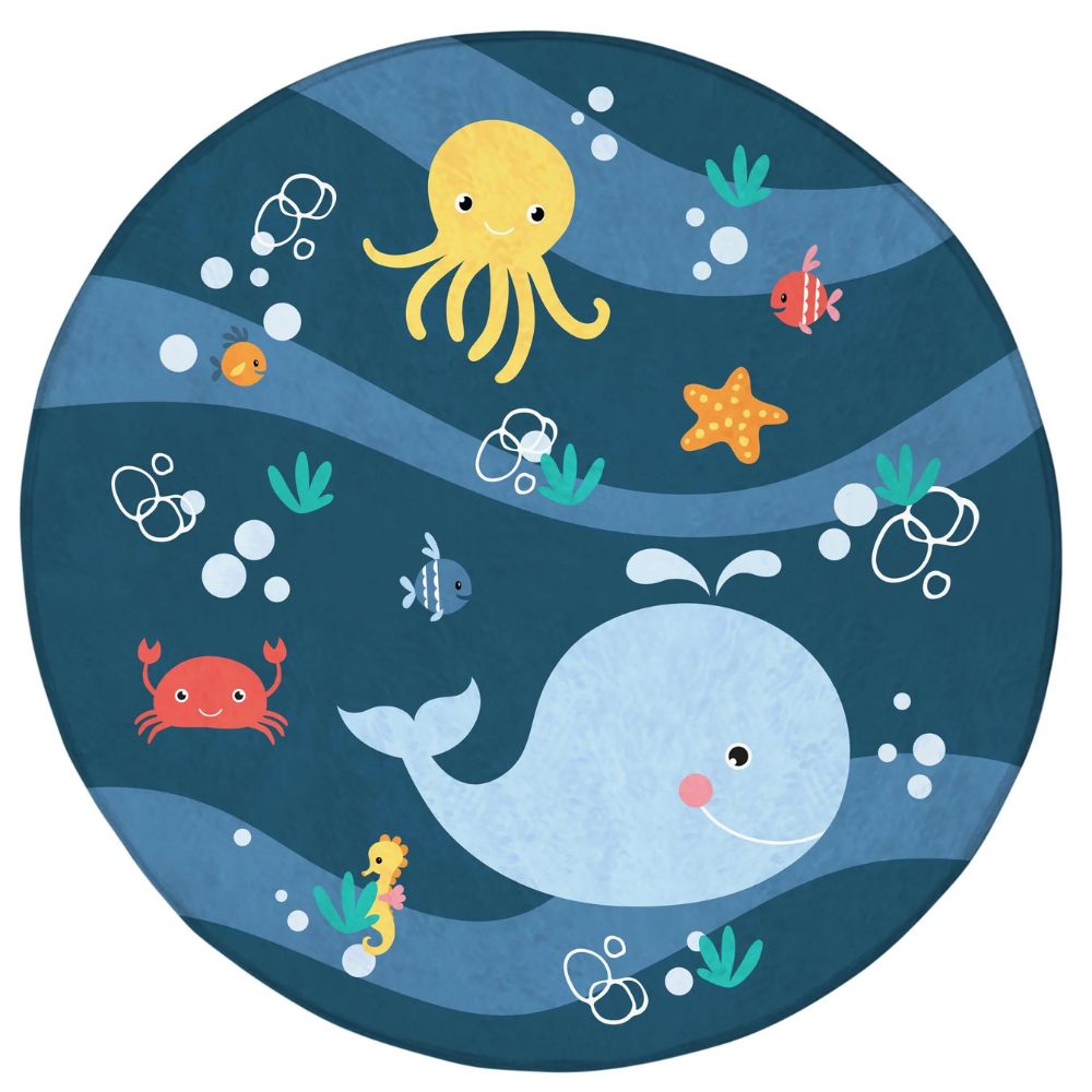 Tapis de regroupement rond 100cm motif monde sous-marin pour enfant