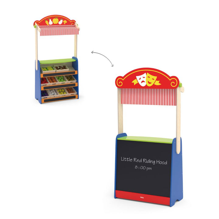 Détail accessoires épicerie jouet en bois