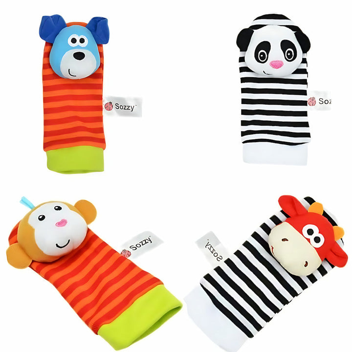 Chaussettes hochet éveil bébé motifs animaux colorés
