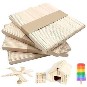 Bâtonnets en bois colorés FSC® disposés sur fond blanc, lot de 300 pièces